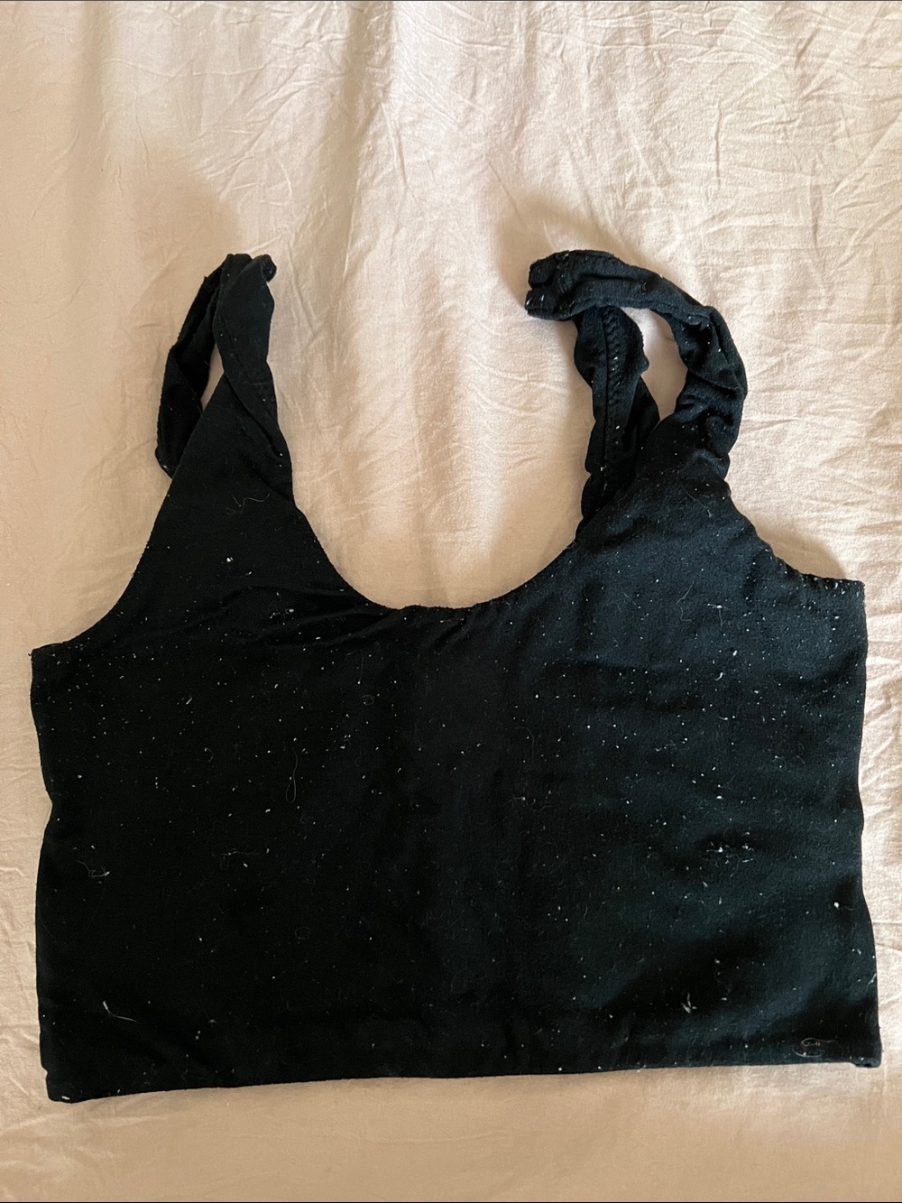 Source Unknown Black Knotted-Strap Crop Tank